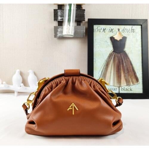 Turkey Arrow Manuele 2020 New Clouds RuchedDemi Pleated Shell Leather Bag for Women Purse Luxury Lipstick Bag Shoulder bag