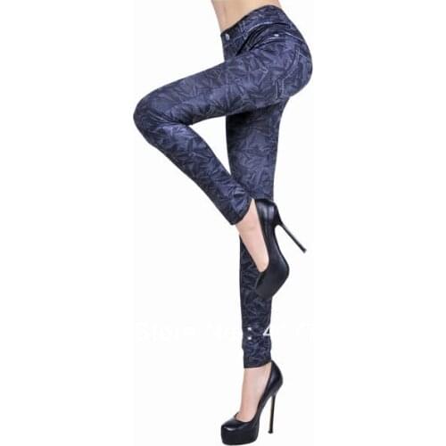 Free shipping ML7538 New Fashion Hot Sexy Skinny Printed Black/Blue Leggings For Womens Clothing Leggings