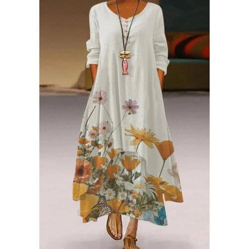 Floral Dress Women Evening Dress Long Dress Womens Retro Party Dresses 3D Print Boho Sexy Lady Maxi Dress Female Robes Wedding