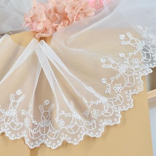 1M White Rabbit Mesh Tulle Embroidered Lace Trims Fabric Skirt DIY 10cm Sewing Material DIY Craft Wedding Clothing Accessories