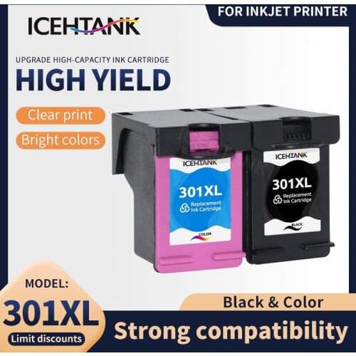 Icehtank 1 Pack Replacement Ink Cartridge Compatible for HP 301 301XL INK DeskJet 1050 2050 3050 2150 1510 2540 Printer Full