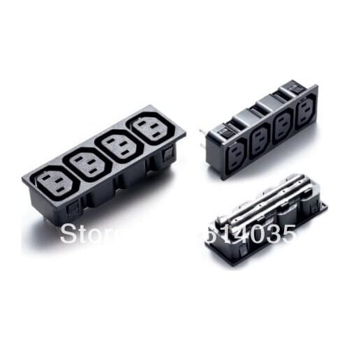 10 pcs/lot JHD-104 Travel Adaptor/Plug Converter in Black *CE Marked C13 10A four power socket