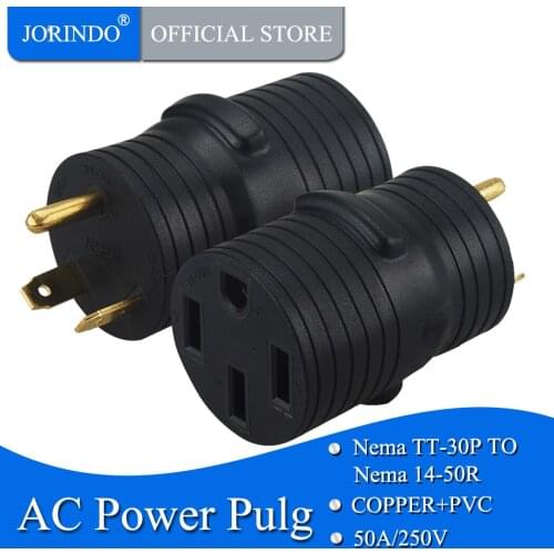 JORINDO [TT-30P to 14-50R] Plugrand EV Adapter NEMA TT-30P to 14-50R Adapter TT-30 Male 30Amp to 14-50 Amp Female Power Adapter