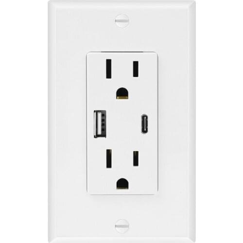 US Standard Wall Socket USB Type A Type C Charge Power Adapter Duplex Outlets R9JF