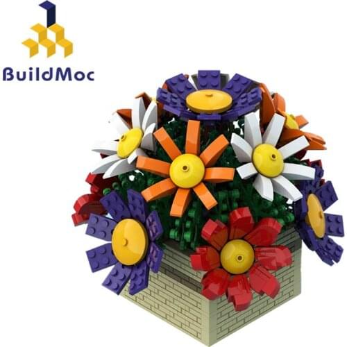 Buildmoc Flowers Floral Centerpiece 699PCS MOC Model Building Blocks Toys for Children DIY Toy Kids Gifts Flower