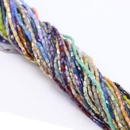 ZHUBI New Design 18Faced Crystal Glass Bead 2mmX4mm 98pcs Charms Plating Beads For Jewelry Making Necklace Bracelet Spacer Beads