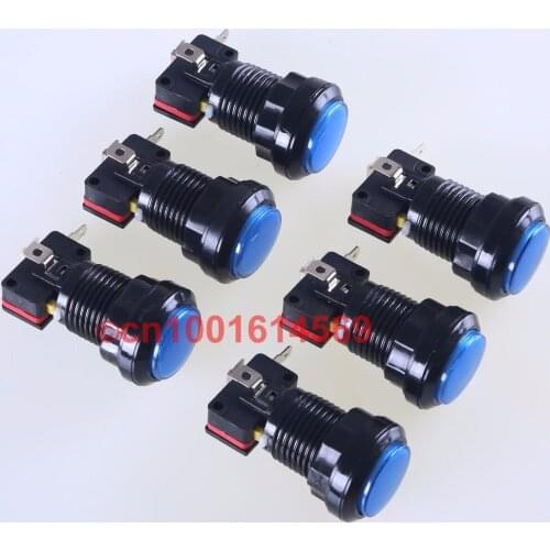 Fast Shipping! New Reyann 6pcs/lot 30mm LED Lamp Round Arcade Exit Button For Raspberry Pi 1/2/3/3B Retropie Arcade DIY - Blue