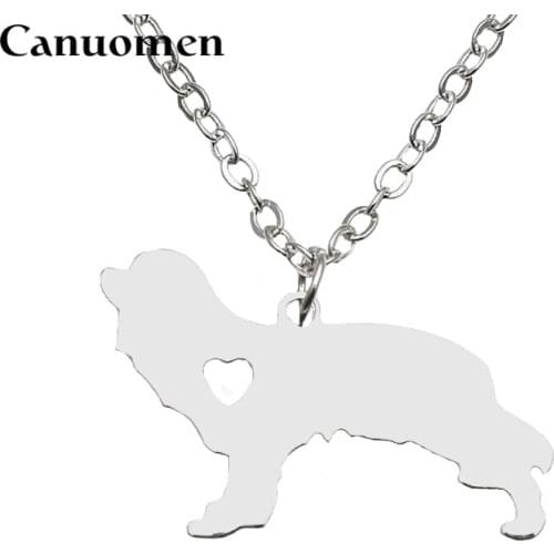 Canuomen King Charles Spaniel Pendant with Love Heart Stainless Steel Animals Necklaces Pet Dogs for Men and Women Charm Jewelry