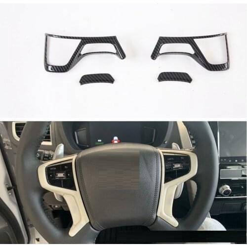 For Mitsubishi Pajero And Pajero Sport 2019-2021 Steering Wheel Cover Trim Decoration Frame Interior Accessories Car Styling