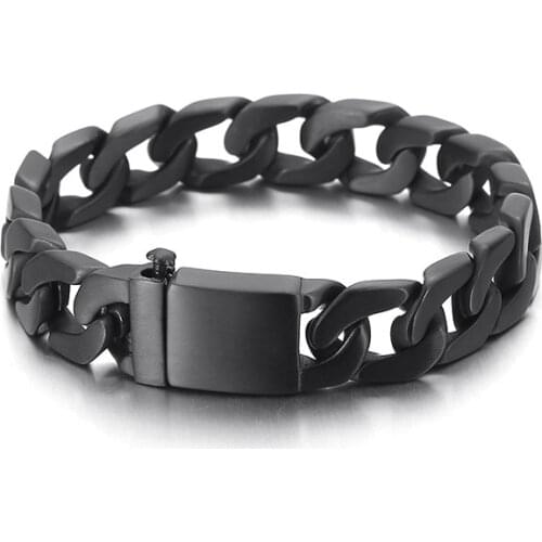 Stainless Steel Black Bracelet Hip Hop Trendy Titanium Steel Mens Bracelet