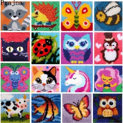 Cartoon Animal Decorative Cushion Carpet Flower Latch Hook Rug Kit Carpet Crocheting Kit DIY Needlework Crocheting Embroidery