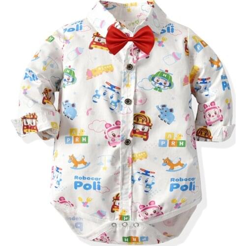 0-3Y Cartoon Print Newborn Boys Romper Long Sleeve Baby Boy One-piece Bodysuit 100% Cotton Spring Autumn Infant Toddler Clothes