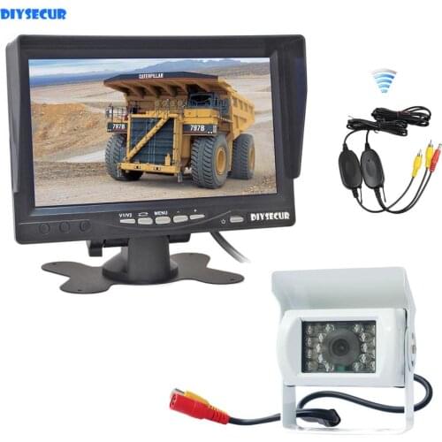 DIYSECUR Wireless 7" TFT LCD Car Monitor Reverse Rear View Monitor + IR Night Vision HD CCD Rear View Camera White