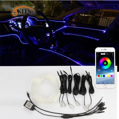EL Wire RGB Led Car Interior APP Sound Control Mode Atmosphere Light Neon Strip Colorful Ambient Light Decorative Lamp