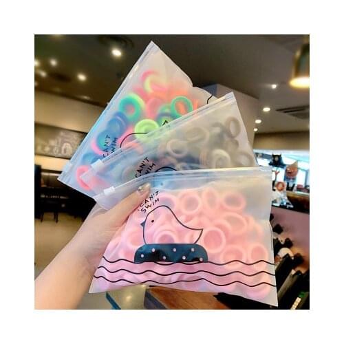 Q 50pcs/Set Girls Elastic Rubber Band Disposable Children Ponytail Holder Kids Hair Accessories Rubber Bands Headband