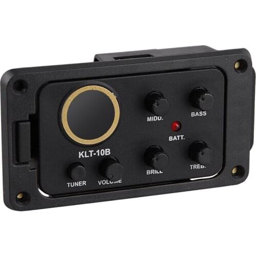 KLT-10B 4 Band EQ Equalizer Preamp Guitar Pickup with Tuner Hard Bridge Piezo Pickup for Guitar 36 and 38 Acoustic Guitar with E