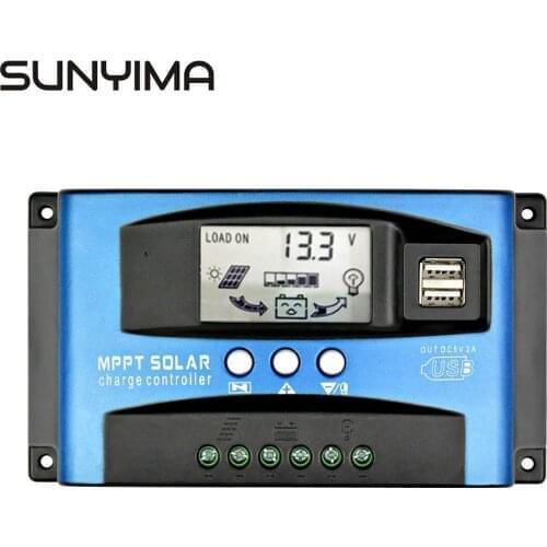 SUNYIMA 30A 60A MPPT Solar Charge Controller Dual USB LCD 12V 24V Auto Solar Panel Battery Charge Controller Voltage Regulator