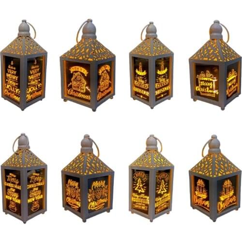 Wrought Hollow Portable Lights Decorative Courtyard Outdoor Indoor Lamps Antique Wrought Iron LED Battery Powered Lights