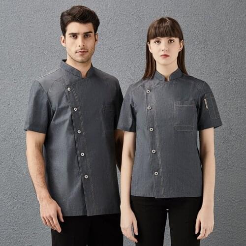 Short Sleeve 4 Colors Chef Jacket Unisex Kitchen Hotel Bakery Chefs Uniform Restaurant Catering Cook Coat Barber Shop Work Wear