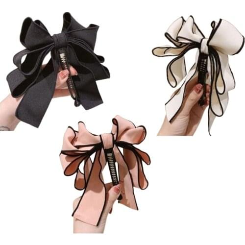 Summer Bowknot Ribbons Vertical Hair Clips Cute Ponytail Banana Hairpin for Women Sweet Hair Accessories