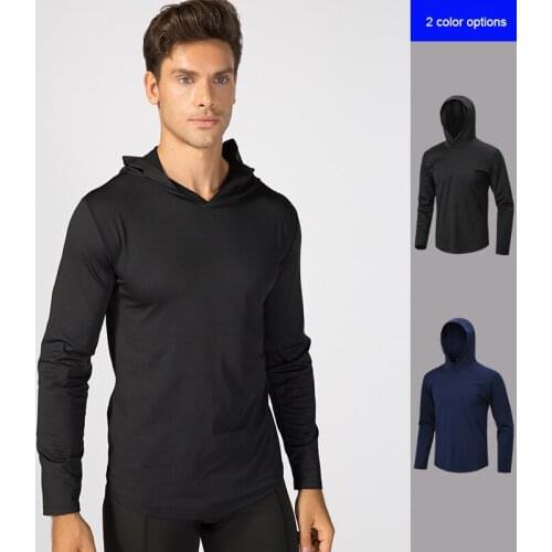 Men Quick Dry Long Sleeve Workout Athletic Hoodie Jacket Sports Training Hooded Coat -OPK