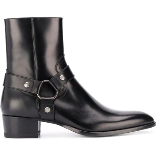 Mens Shoes Wyatt 40 Harness Boots Black Genuine Leather