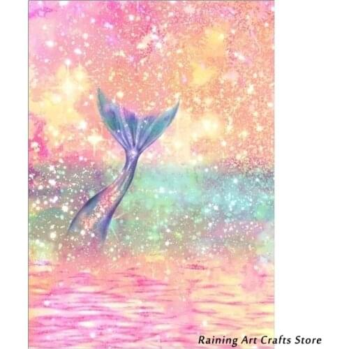 Full Round Square Drill 5D Diamond Painting Cartoon Fantasy Mermaid Mosaic Embroidery Cross Stitch Kits Girl Room Decoration