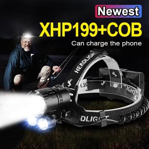 Newest XHP199 Most Powerful Led Headlamp XHP90 High Power Led Headlight 18650 Rechargeable Head flashlight USB Fishing Head Lamp