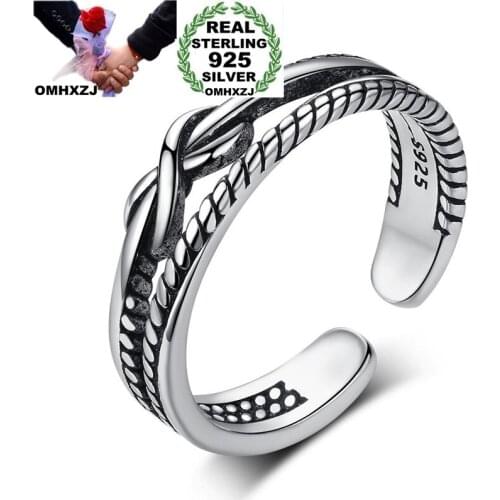 OMHXZJ Wholesale RG88 European Fashion Fine Woman Girl Party Birthday Wedding Gift Vintage Bowtie Open S925 Sterling Silver Ring