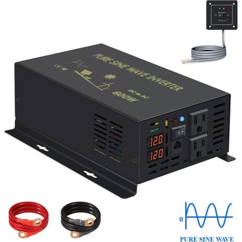 Peak 1200W Pure sine wave Power Inverters 12V 24V 36V 48V DC TO AC110 220V 600W Off-grid System Solar Converter