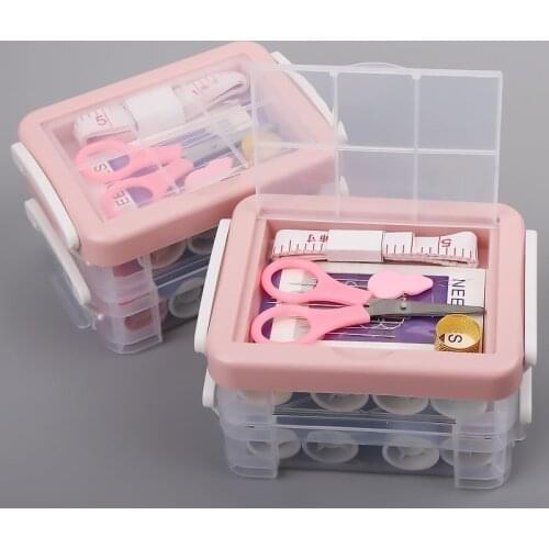 Plastic Transparent Sewing Thread Storage Box Craft Spools Storage Container Holder Organizing Case Knitting Needles Accessories