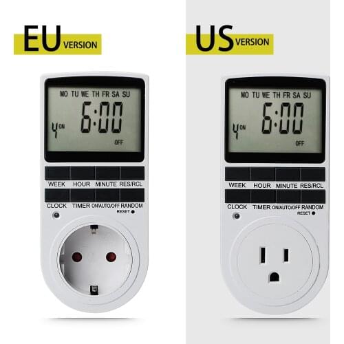 Programmable Timing Socket Electronic Digital Kitchen Timer Plug Timer Switch EU/US Plug 12/24 Hour Cyclic 220V