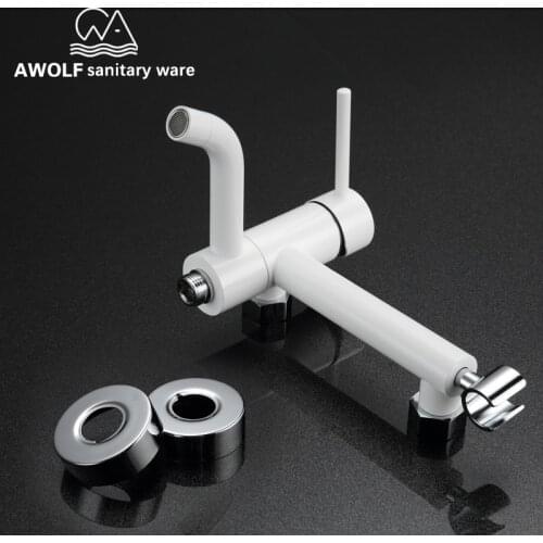 100% Solid Brass Shower Mixer Faucet Tap White Painting Bathroom Hot And Cold Wall Mounted Two Function Valve Mixer AH3003-M3