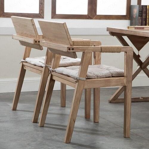 Retro Simple Dining Room Chairs Solid Wood Chair Desk Cafe Lounge Chair Restaurant Chairs