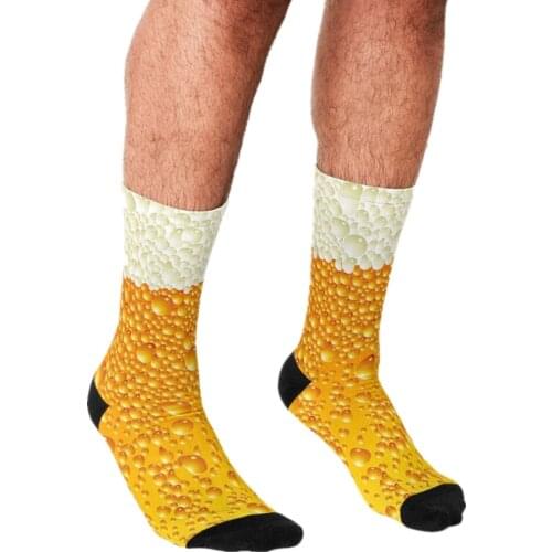 2021 Men Socks harajuku Beer Foam Socks Printed personality Happy hip hop Novelty Skateboard Crew Casual Crazy Socks