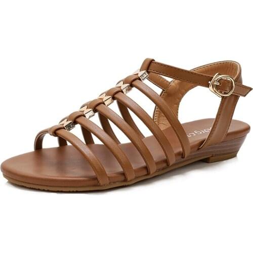 New arrival 2020 Flat shoes for women sandals Female Beach Comfortable open toe shoes Bohemia Roman shoes Mother shoes