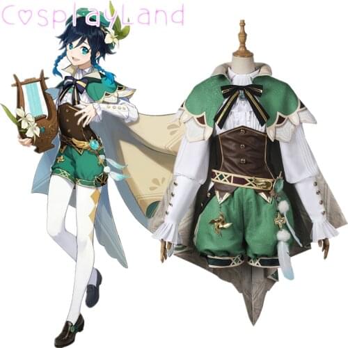Game Genshin Impact Venti Cosplay Costume Carnival Halloween Outfit Women Suit Venti Costumes Role Play Lolita Clothing