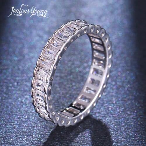 Fashion Baguette Zirconia Engagement Rings for Women Luxury Geometric Square Stone Party Finger Ring Wedding Jewelry Gift