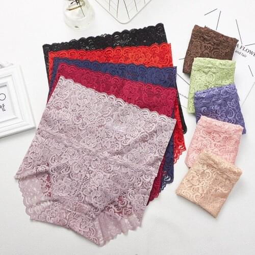 1/3pcs lot Women Panties Sexy Lace Underwear Mesh Lingerie Female Brief Underpants Plus Size Lady Breathable High Waist Briefs