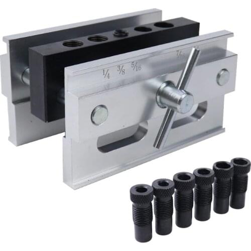 1/4'' 3/8'' 5/16'' Straight Hole Drill Guide Puncher Locator Jig Household Woodworking Tools Self-Centering Doweling Jig System