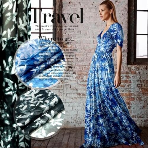 100%Pure PRINTED SILK CHIFFON 135cm width 8momme Silk Chiffon Roll Yarn Fabric New Arrival 2018 Free Shipping 064