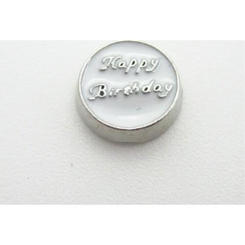 20pcs/lot Happy Birthday Floating Charms Living Glass Memory Lockets DIY Jewelry Charms Wholesale Floating Charms