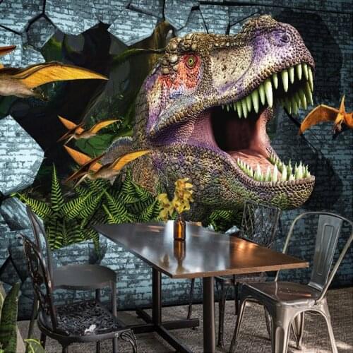 Papel De Parede 3D Paisagem Retro 3D Embossed Dinosaur Wallpaper Mural Wallpaper Cafe Restaurant Creative Wall Covering Frescoes