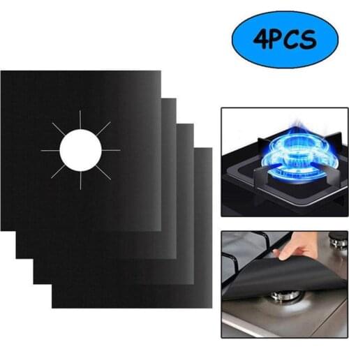 Hot 4Pcs/Set Reusable Gas Stove Mat Cooker Protectors Cover/Liner Clean Pad Kitchen Gas Stovetop Protector Kitchen Accessories