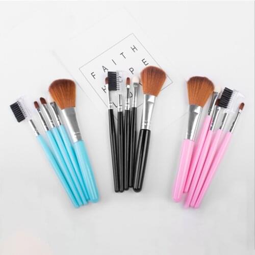 5PCS Liquid Foundation Concealer Makeup Brush Set Eye Shadow Blush Multi Color Plastic Handle Nylon Brush Facial Makeup Tool