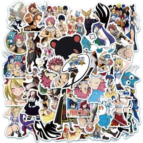 50PCS/Set Anime Fairy Tail Stickers Car Bike Travel Luggage Phone Guitar Laptop Fridge Waterproof Classic Toy Decal Stickers