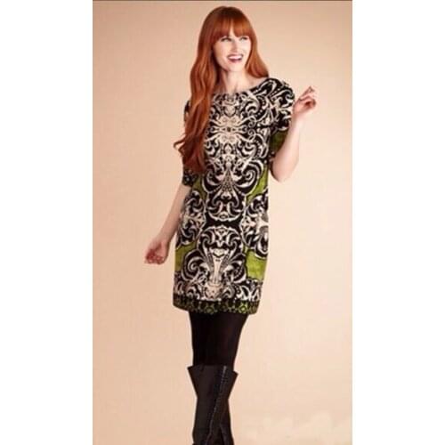 2017 Promotion Hot Sale Dresses Epucci Spring And Summer Fashion Elegant Unique Print O-neck Short-sleeve Slim Elastic Dress