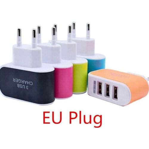 Travel LED USB Charge 3.1A Fast Charger 3 USB Port Plug-in Wall Charger with Data Cable Black US/EU Plug Adapter Charging 2020