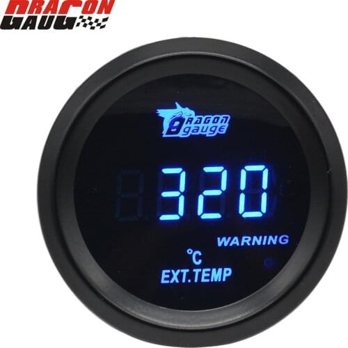 Dragongauge 52mm Auto Car Racing Modification Digital Exhaust Gas 200~13000 CelsiusTemperature Meter With Sensor Blue LED gauge