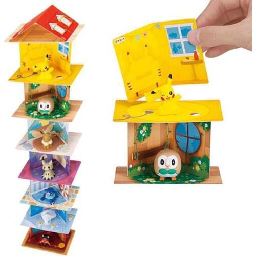 7Pcs/Set Cartoon Mimikyu Eevees Rowlet Popplio Vulpix Litten Pokemones Action Figure DIY House Anime Figure Toys Gifts for Kids